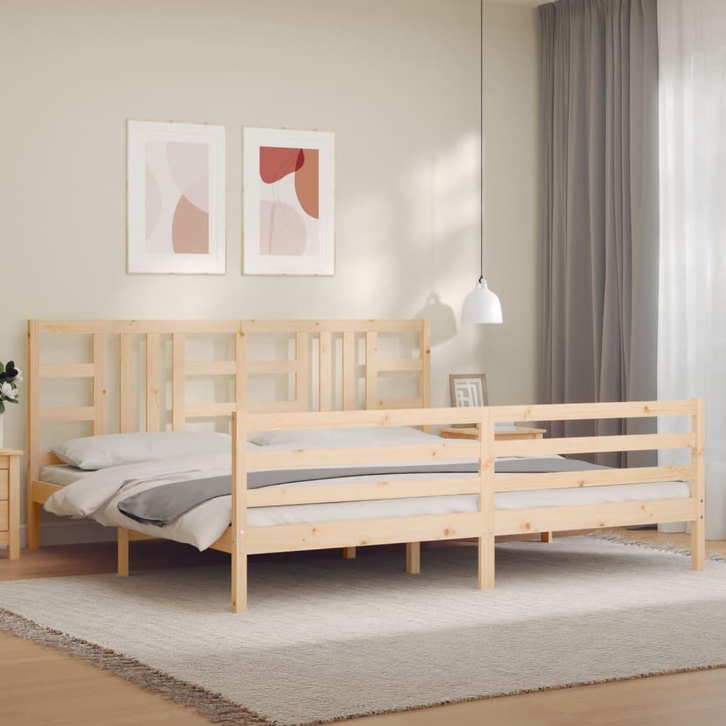 Sengeramme med sengegavl 200x200 cm massivt træ