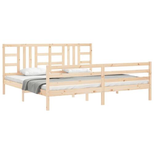 Sengeramme med sengegavl 200x200 cm massivt træ