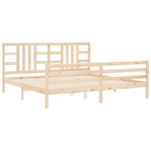 Sengeramme med sengegavl 200x200 cm massivt træ