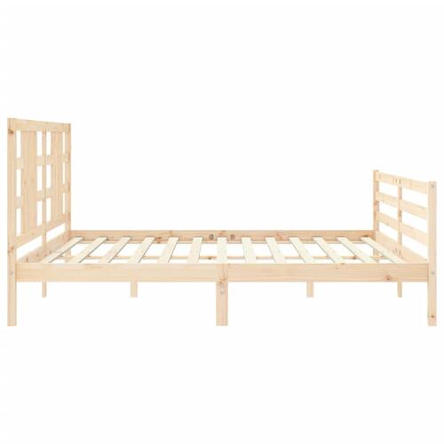 Sengeramme med sengegavl 200x200 cm massivt træ