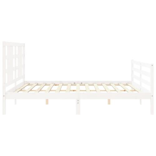 Sengeramme med sengegavl 200x200 cm massivt træ hvid