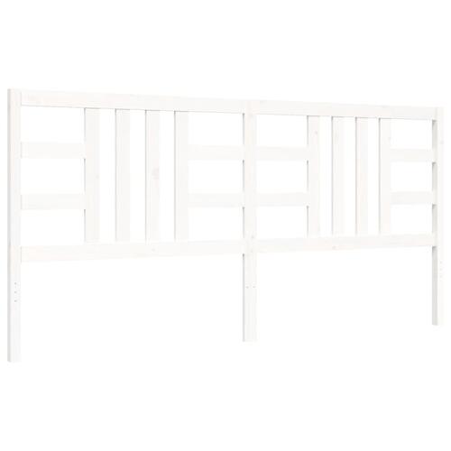 Sengeramme med sengegavl 200x200 cm massivt træ hvid