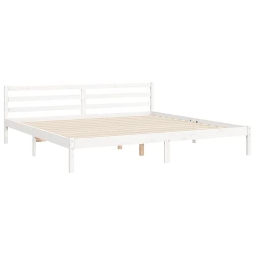 Sengeramme med sengegavl 200x200 cm massivt træ hvid