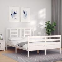 Sengeramme med sengegavl Small Double massivt træ hvid