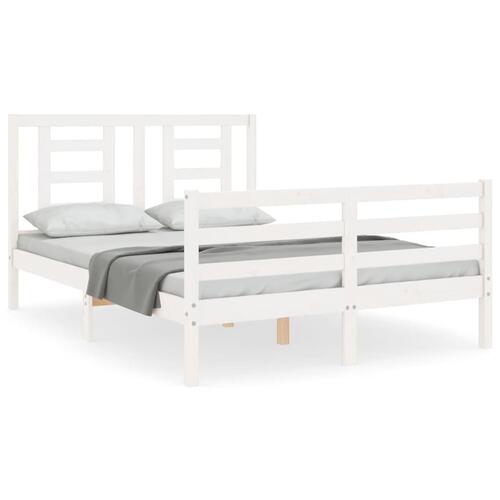 Sengeramme med sengegavl 140x190 cm massivt træ hvid