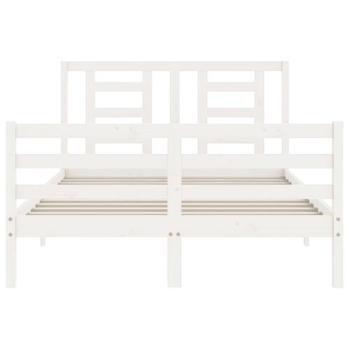 Sengeramme med sengegavl 140x190 cm massivt træ hvid