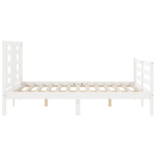 Sengeramme med sengegavl 140x190 cm massivt træ hvid