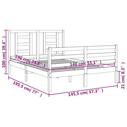 Sengeramme med sengegavl 140x190 cm massivt træ hvid