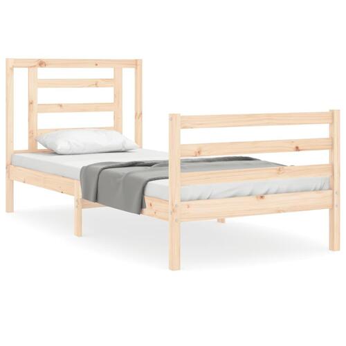 Sengeramme med sengegavl 90x200 cm massivt træ