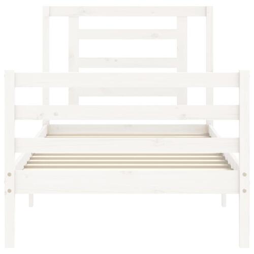 Sengeramme med sengegavl 90x200 cm massivt træ hvid