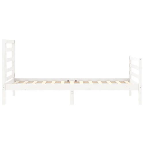 Sengeramme med sengegavl 90x200 cm massivt træ hvid