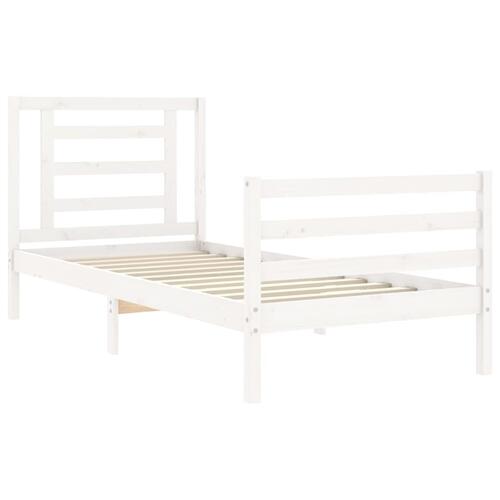 Sengeramme med sengegavl 100x200 cm massivt træ hvid