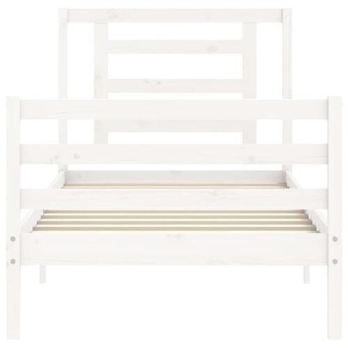Sengeramme med sengegavl 100x200 cm massivt træ hvid