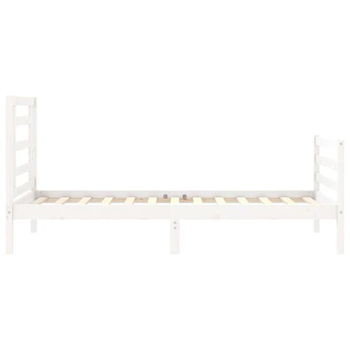 Sengeramme med sengegavl 100x200 cm massivt træ hvid