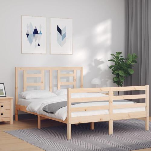 Sengeramme med sengegavl 120x200 cm massivt træ hvid