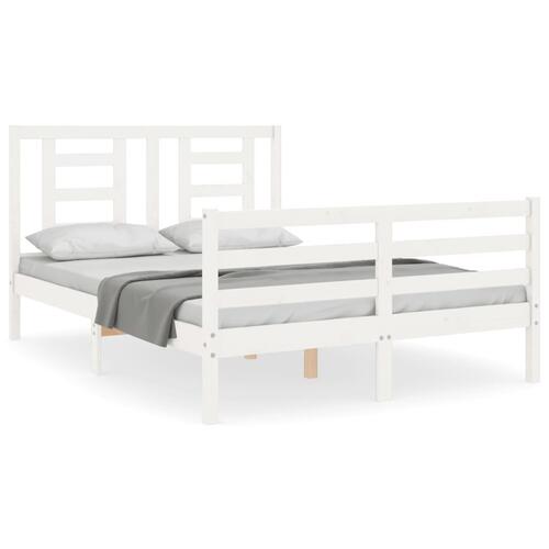 Sengeramme med sengegavl 140x200 cm massivt træ hvid