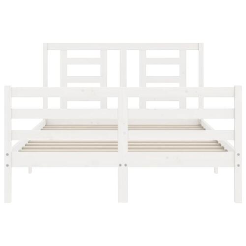 Sengeramme med sengegavl 140x200 cm massivt træ hvid