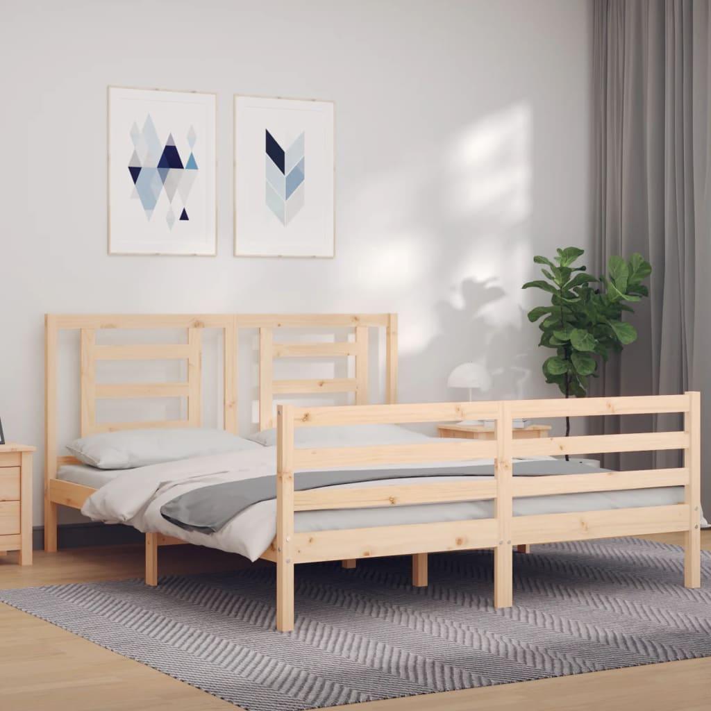 Sengeramme med sengegavl 160x200 cm massivt træ