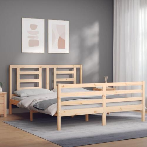 Sengeramme med sengegavl 160x200 cm massivt træ