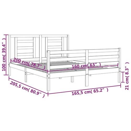 Sengeramme med sengegavl 160x200 cm massivt træ