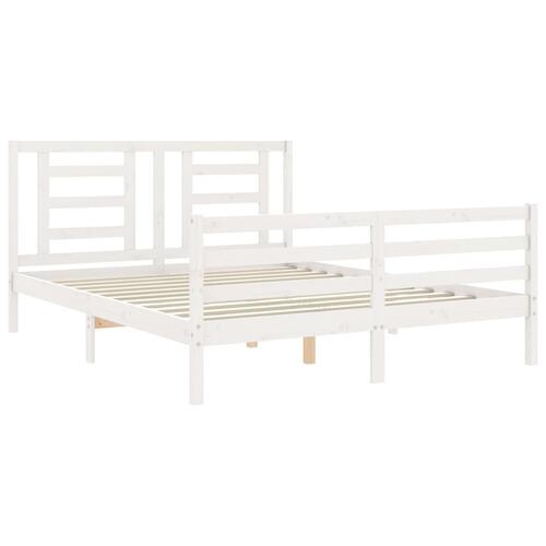 Sengeramme med sengegavl 160x200 cm massivt træ hvid
