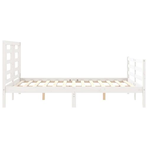 Sengeramme med sengegavl 160x200 cm massivt træ hvid