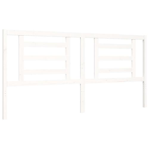 Sengeramme med sengegavl 200x200 cm massivt træ hvid