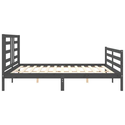 Sengeramme med sengegavl 200x200 cm massivt træ grå