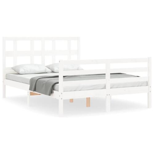 Sengeramme med sengegavl Small Double massivt træ hvid