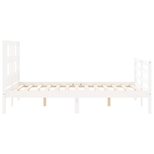 Sengeramme med sengegavl 140x190 cm massivt træ hvid