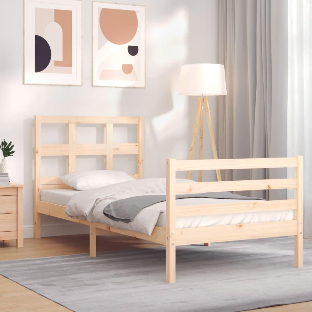 Sengeramme med sengegavl 90x200 cm massivt træ