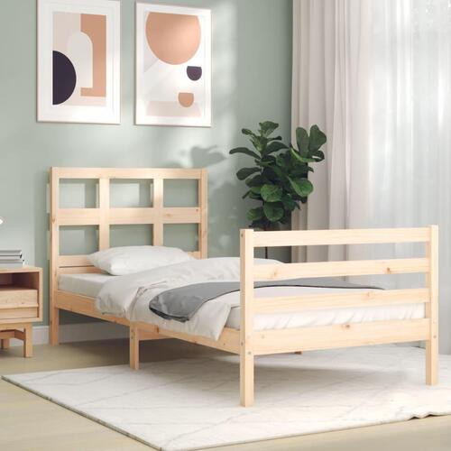 Sengeramme med sengegavl 90x200 cm massivt træ