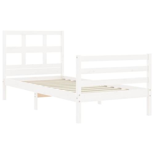 Sengeramme med sengegavl 90x200 cm massivt træ hvid