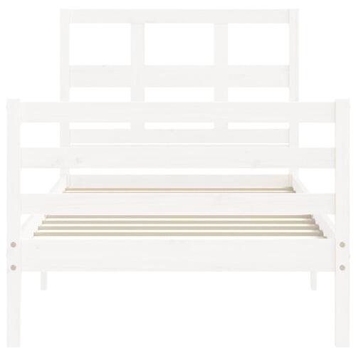 Sengeramme med sengegavl 90x200 cm massivt træ hvid