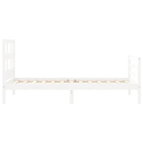 Sengeramme med sengegavl 90x200 cm massivt træ hvid