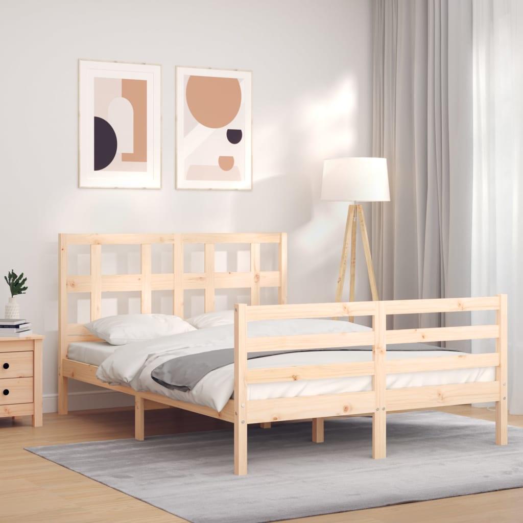 Sengeramme med sengegavl 120x200 cm massivt træ hvid