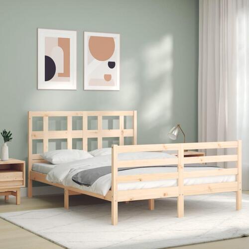 Sengeramme med sengegavl 120x200 cm massivt træ hvid
