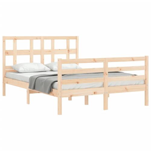 Sengeramme med sengegavl 120x200 cm massivt træ hvid