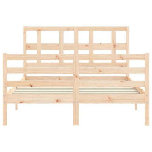Sengeramme med sengegavl 120x200 cm massivt træ hvid