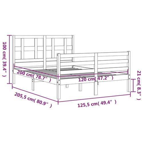 Sengeramme med sengegavl 120x200 cm massivt træ hvid