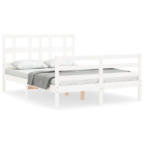 Sengeramme med sengegavl 120x200 cm massivt træ hvid