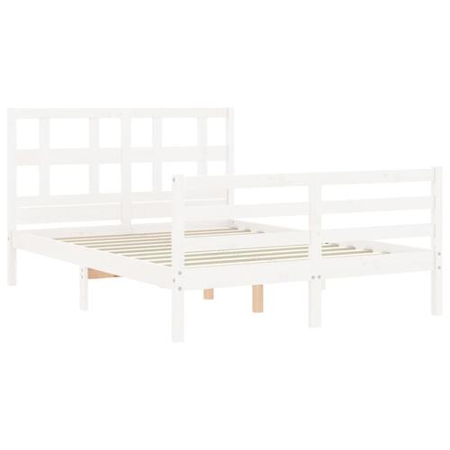 Sengeramme med sengegavl 120x200 cm massivt træ hvid
