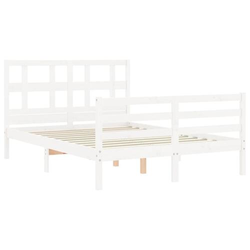 Sengeramme med sengegavl 140x200 cm massivt træ hvid