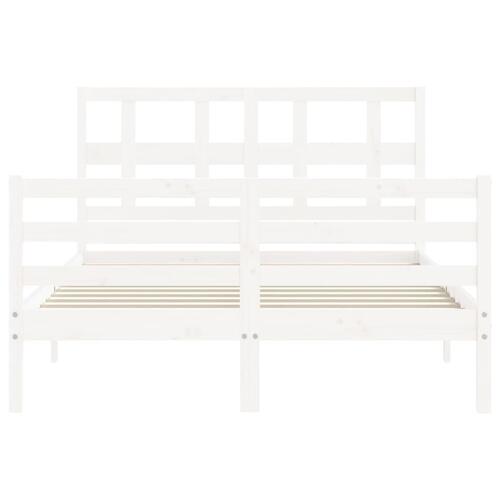 Sengeramme med sengegavl 140x200 cm massivt træ hvid