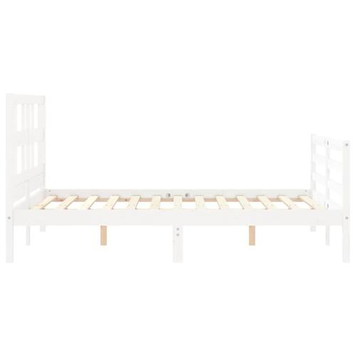 Sengeramme med sengegavl 140x200 cm massivt træ hvid