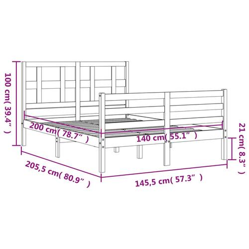 Sengeramme med sengegavl 140x200 cm massivt træ hvid