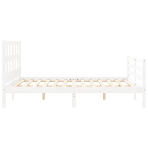 Sengeramme med sengegavl kingsize massivt træ hvid