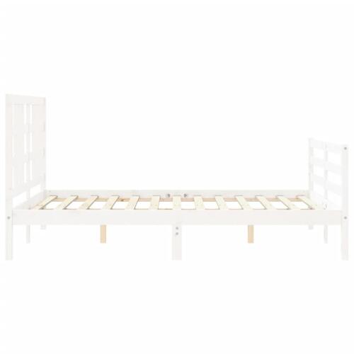 Sengeramme med sengegavl kingsize massivt træ hvid