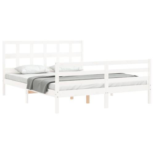 Sengeramme med sengegavl 160x200 cm massivt træ hvid