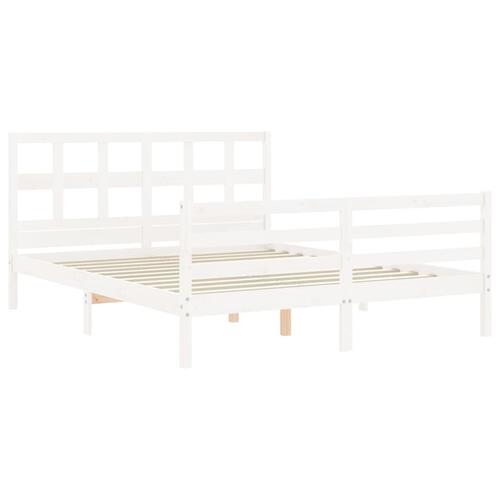 Sengeramme med sengegavl 160x200 cm massivt træ hvid